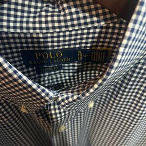 Polo Ralph Lauren Men's Navy and White Gingham Shirt